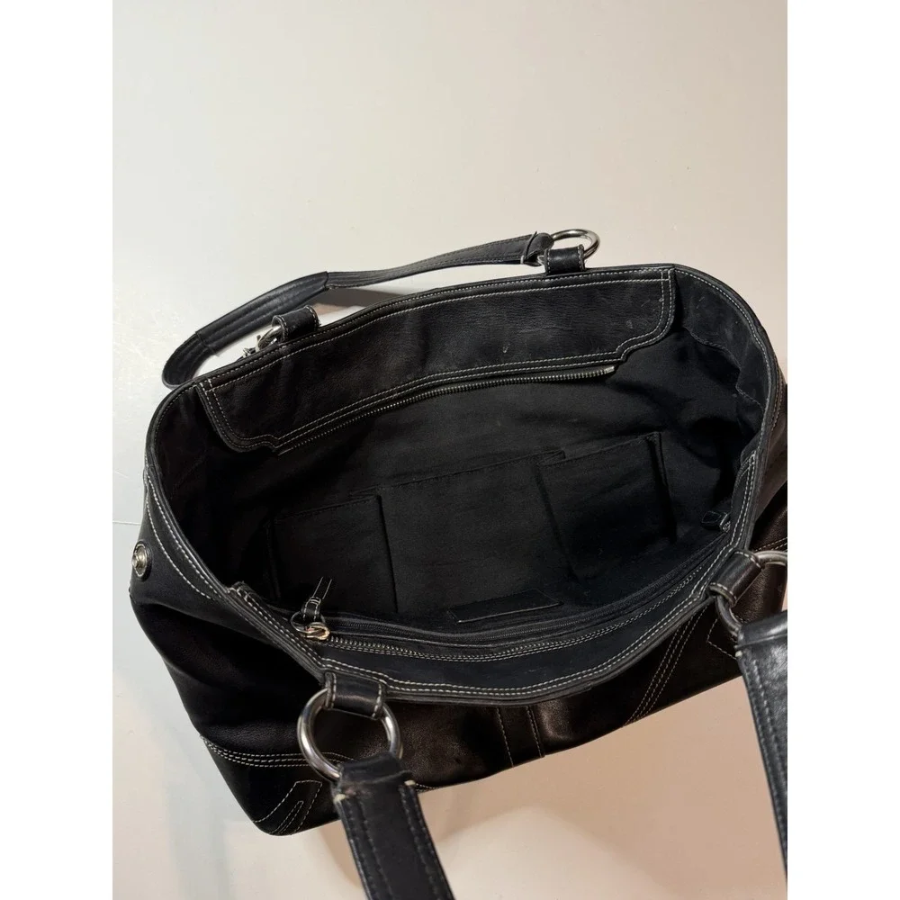 Vintage Coach SoHo Tote Satchel Bag 8A09 Y2K Black Leather Purse - Picture 6 of 11